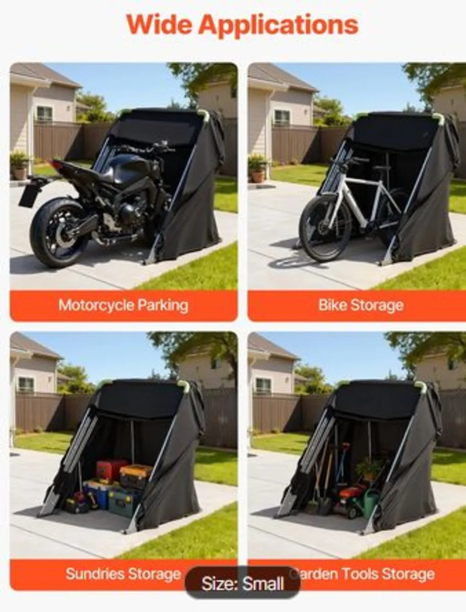 Motorcycle Storage Shelter with Security Lock,600D - Image 2
