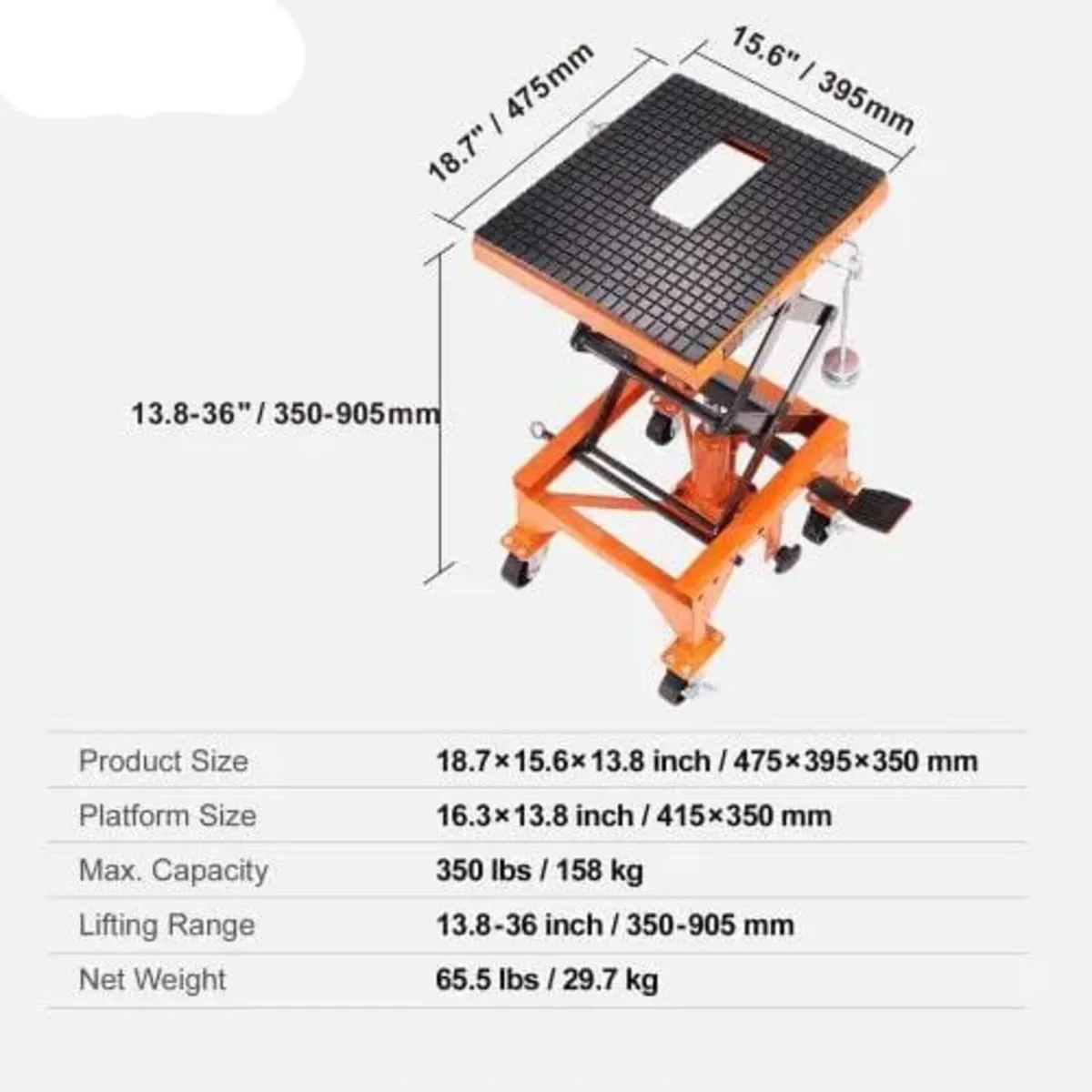 Hydraulic Motorcycle Lift Table 158.8 kg Dirt Bike - Image 4