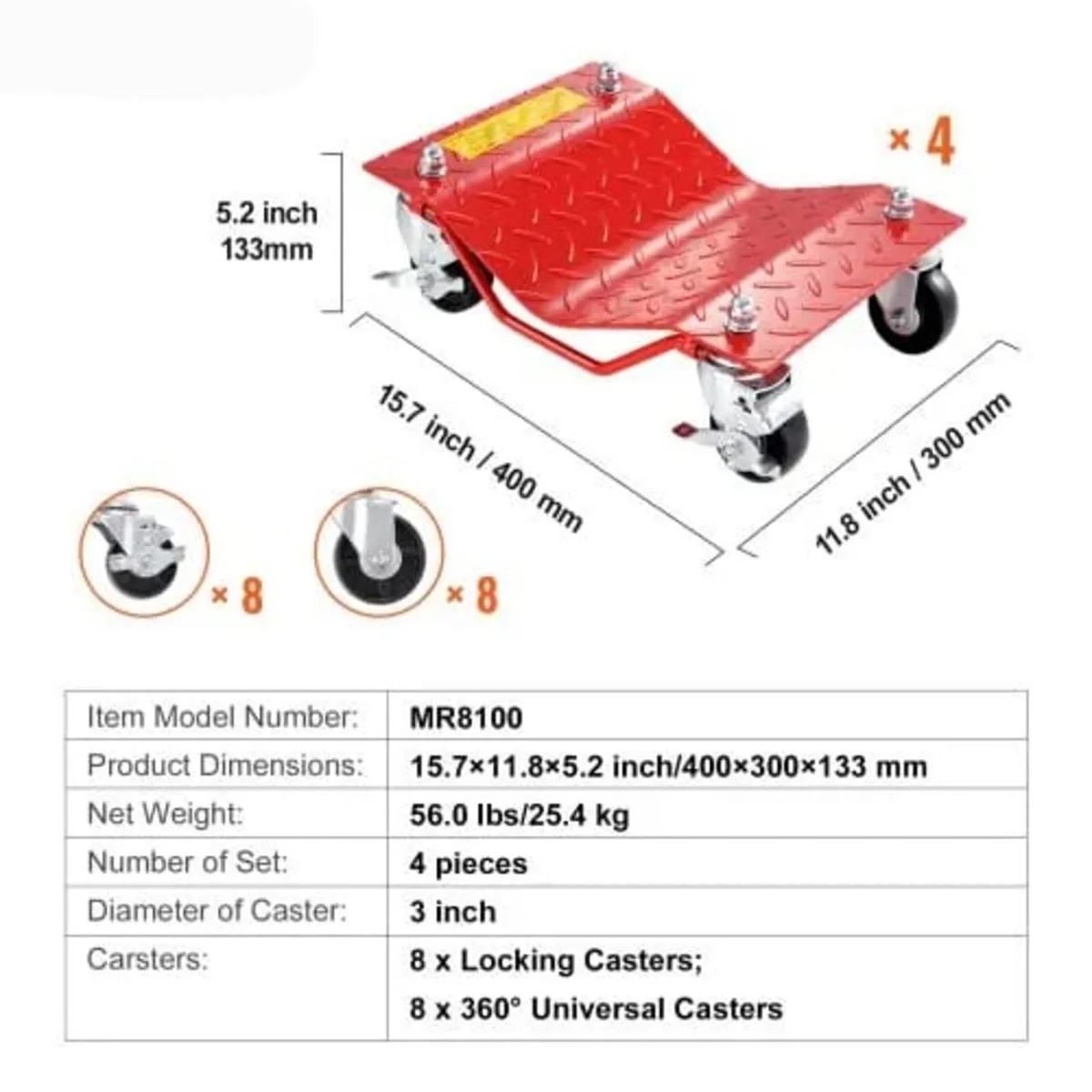 Wheel Dolly, 8000 lbs Capacity Heavy-Duty Steel Ca - Image 4