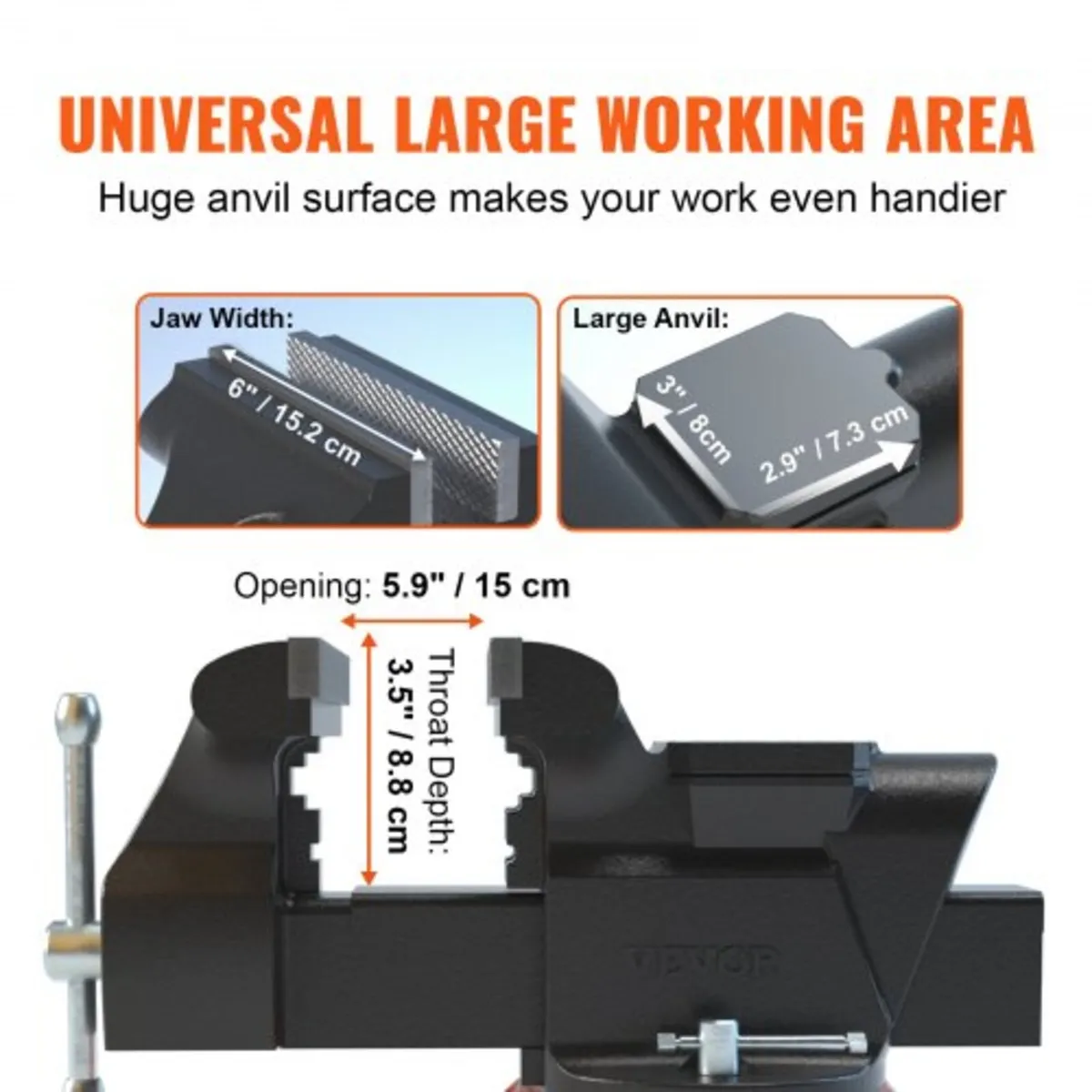 Bench Vise Jaw Width 15.2 cm Jaw Opening 15 cm w/ - Image 3