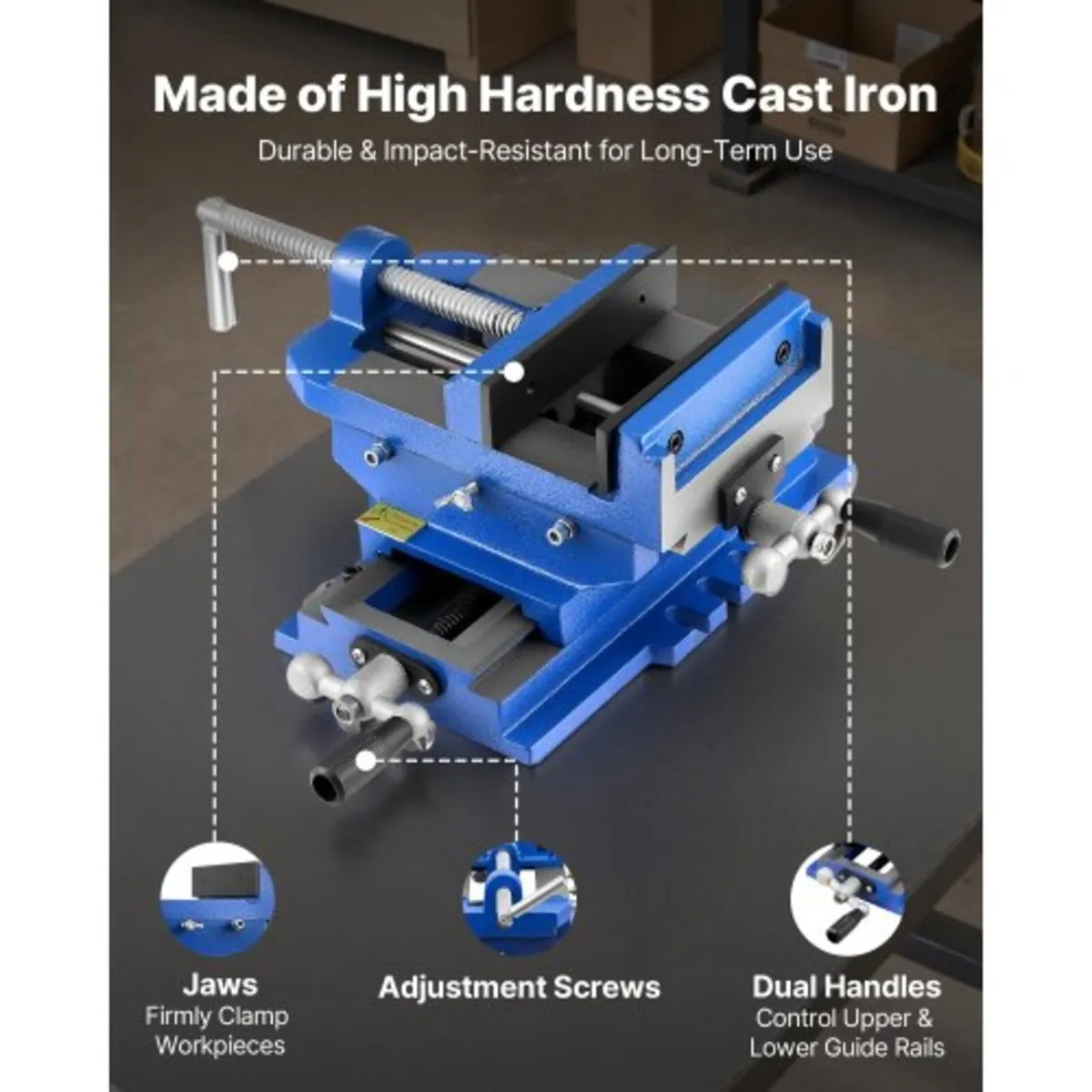 Cross Slide Drill Press Vise, 4 Inch Jaw Width, 2 - Image 3
