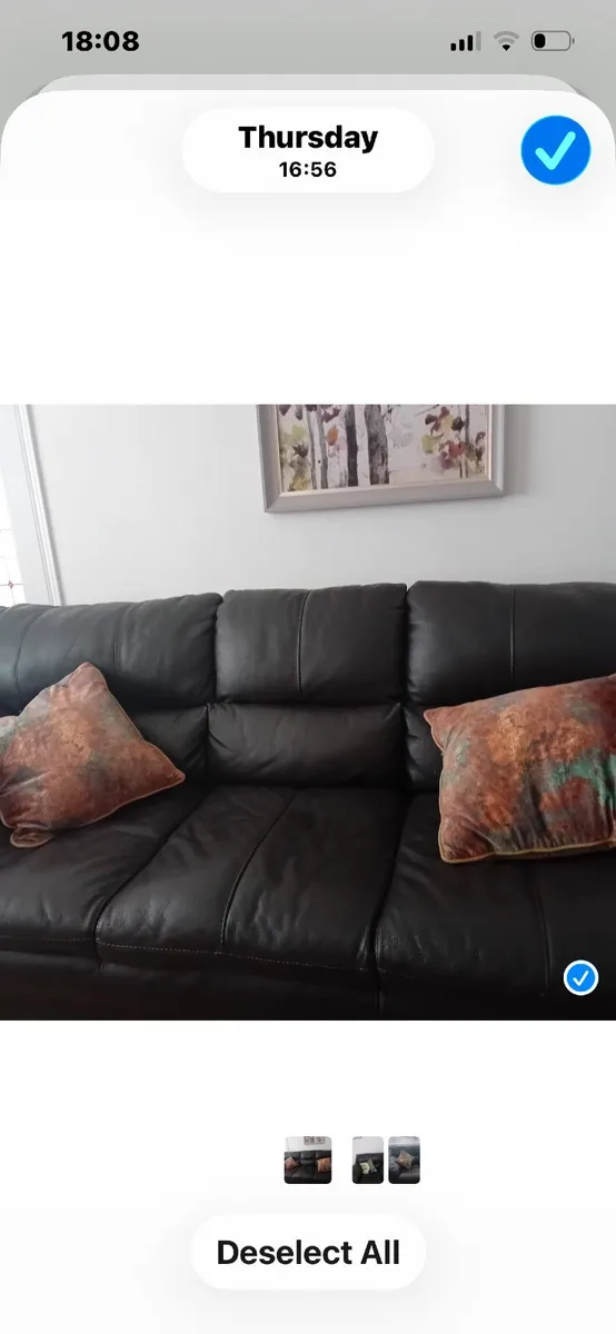 3 piece brown leather suite . - Image 2