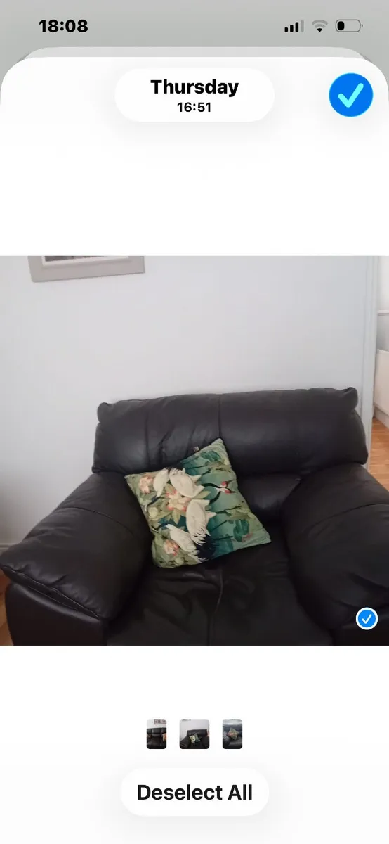 3 piece brown leather suite . - Image 4