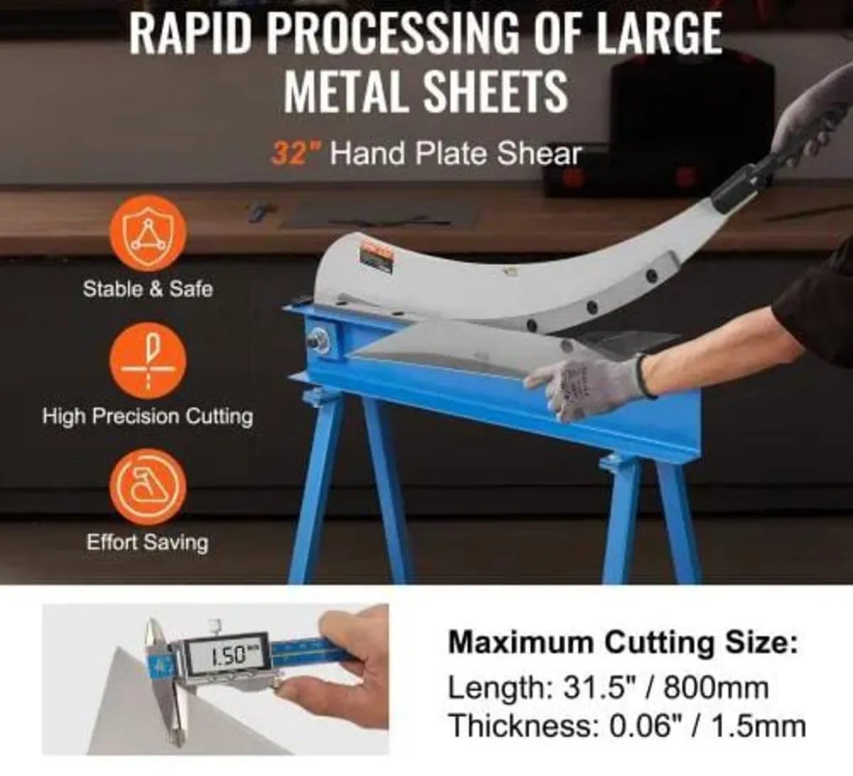 800mm Manual Hand Plate Shear for Metal Sheet Proc - Image 3