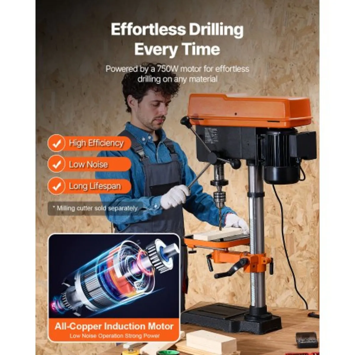 203.2mm Benchtop Drill Press, 500W Induction Motor - Image 2