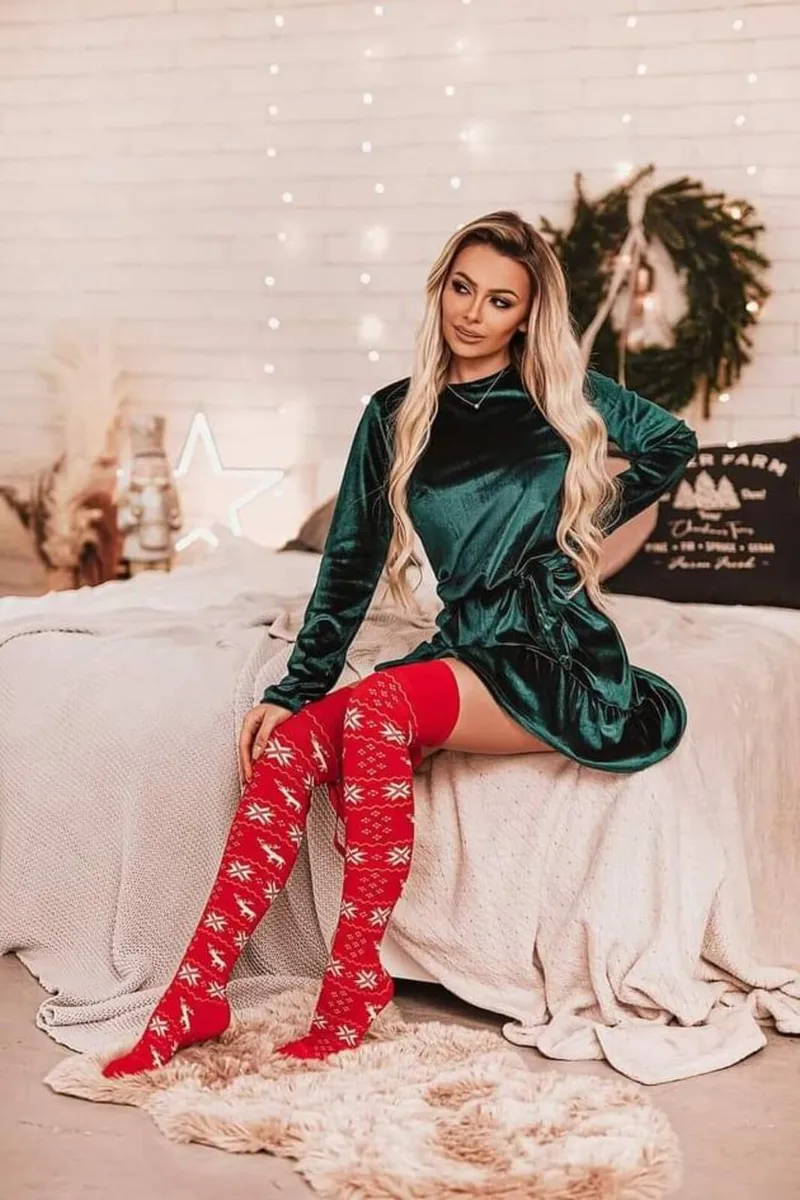 CHRISTMAS white Knee Highs socks - Image 4
