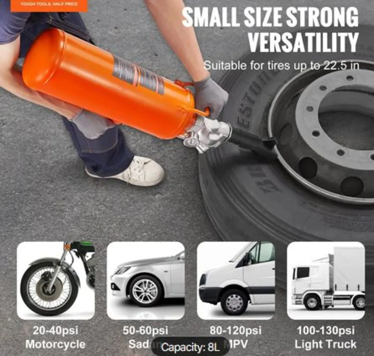 Tire Seater, 2.1 Gal/8 L Air Tire Blaster, 120 PSI - Image 2