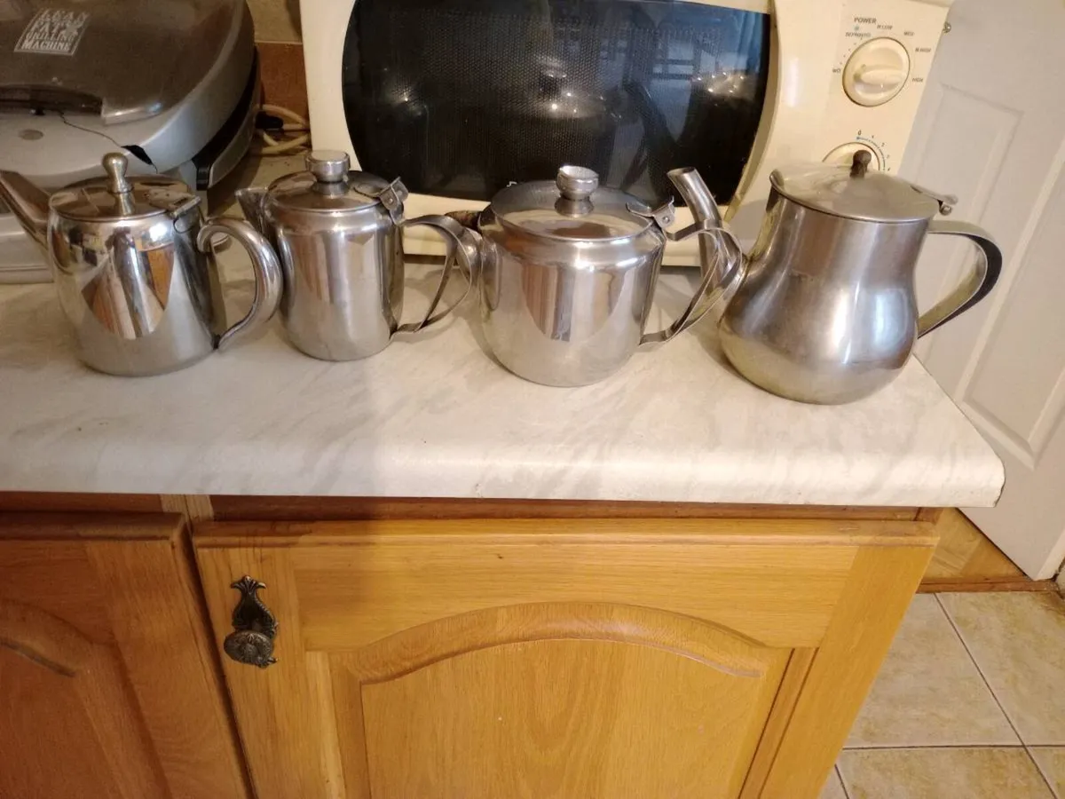 4 Steel Tea Pots - Image 2