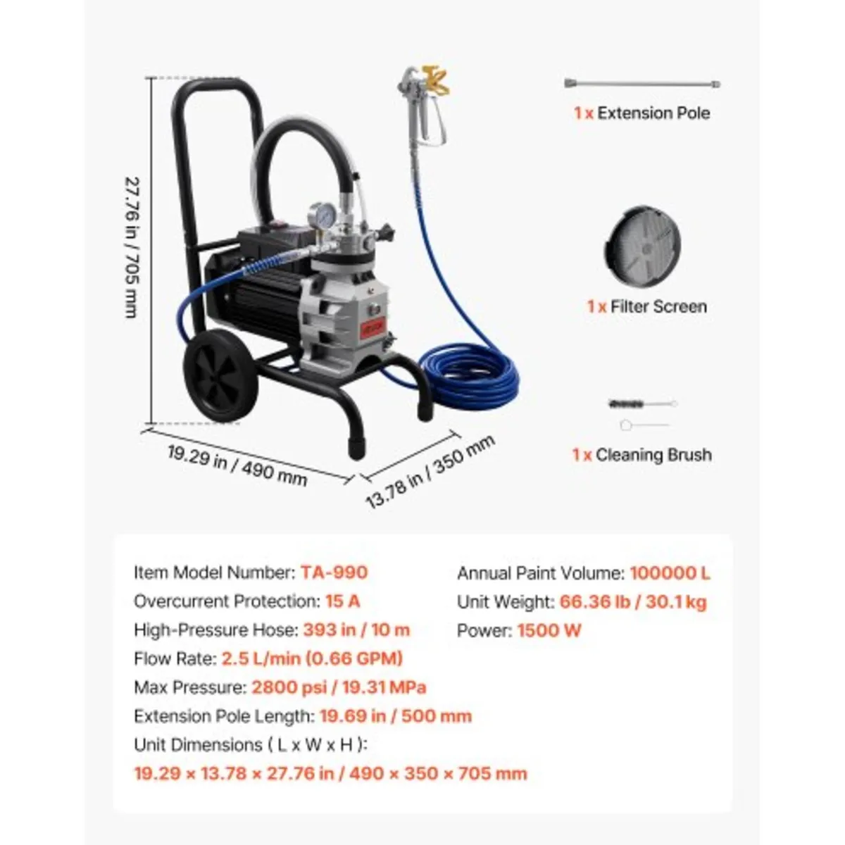 Diaphragm Airless Paint Sprayer, 1500 W Efficient - Image 4