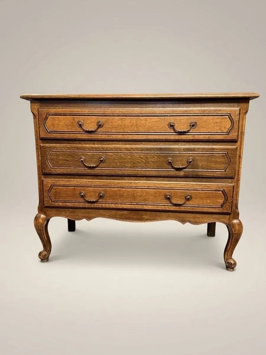 French Vintage Stained Oak Chest of Drawers - Image 1
