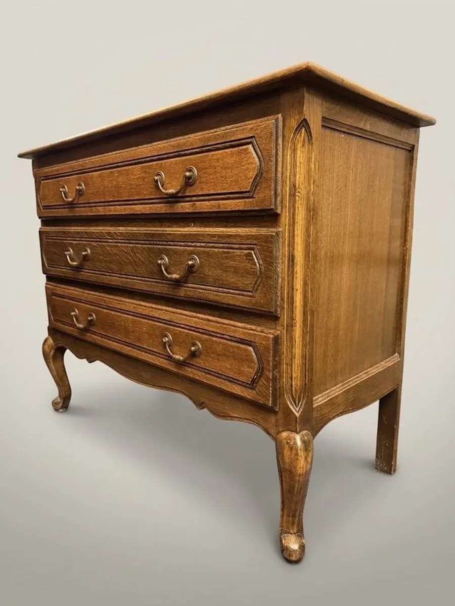 French Vintage Stained Oak Chest of Drawers - Image 2