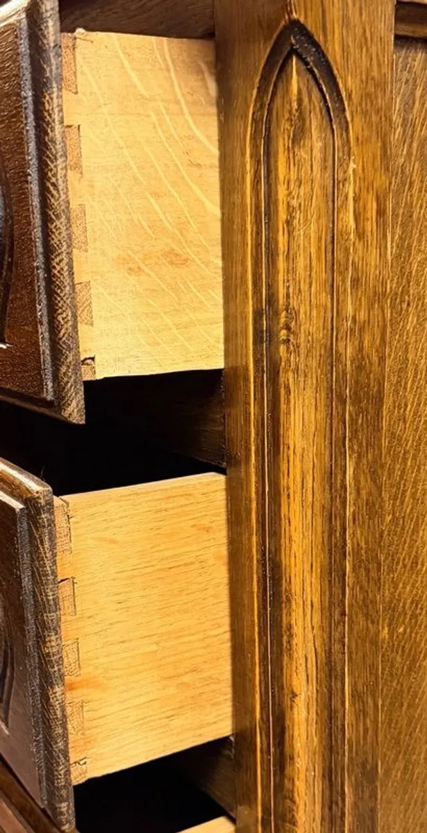 French Vintage Stained Oak Chest of Drawers - Image 3