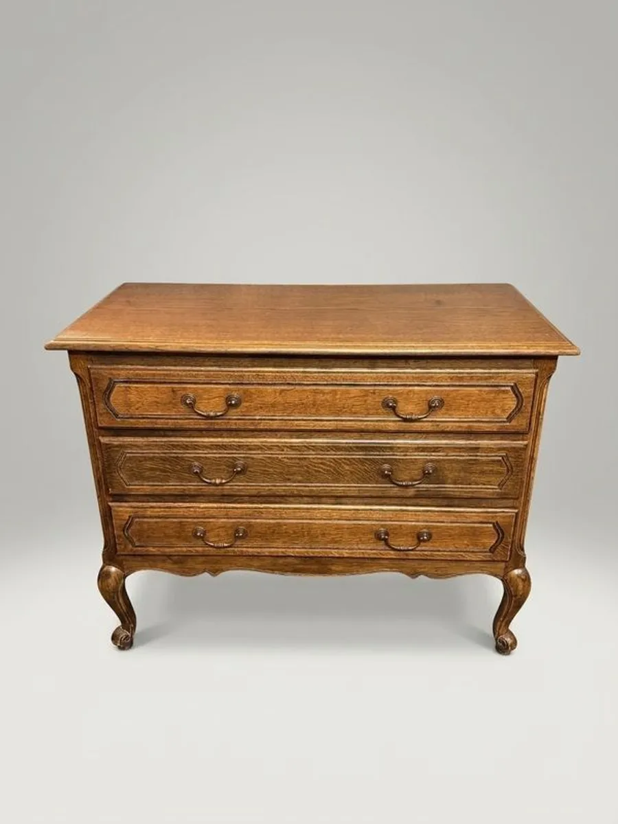 French Vintage Stained Oak Chest of Drawers - Image 4