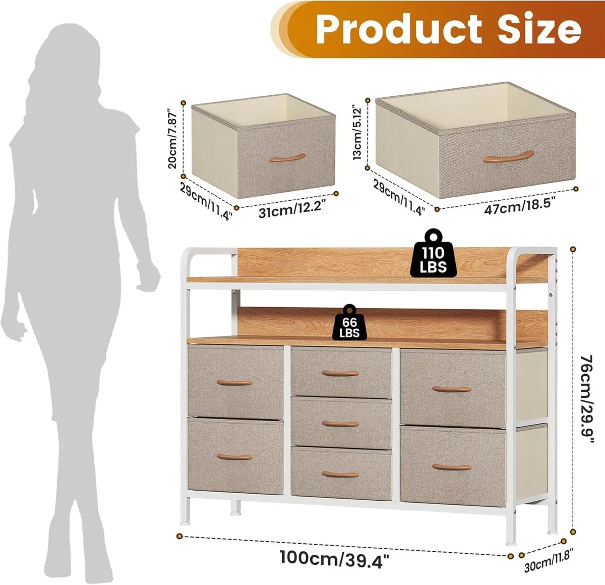 7-Drawer Fabric Chest of Drawers for Bedroom 4 - Image 3
