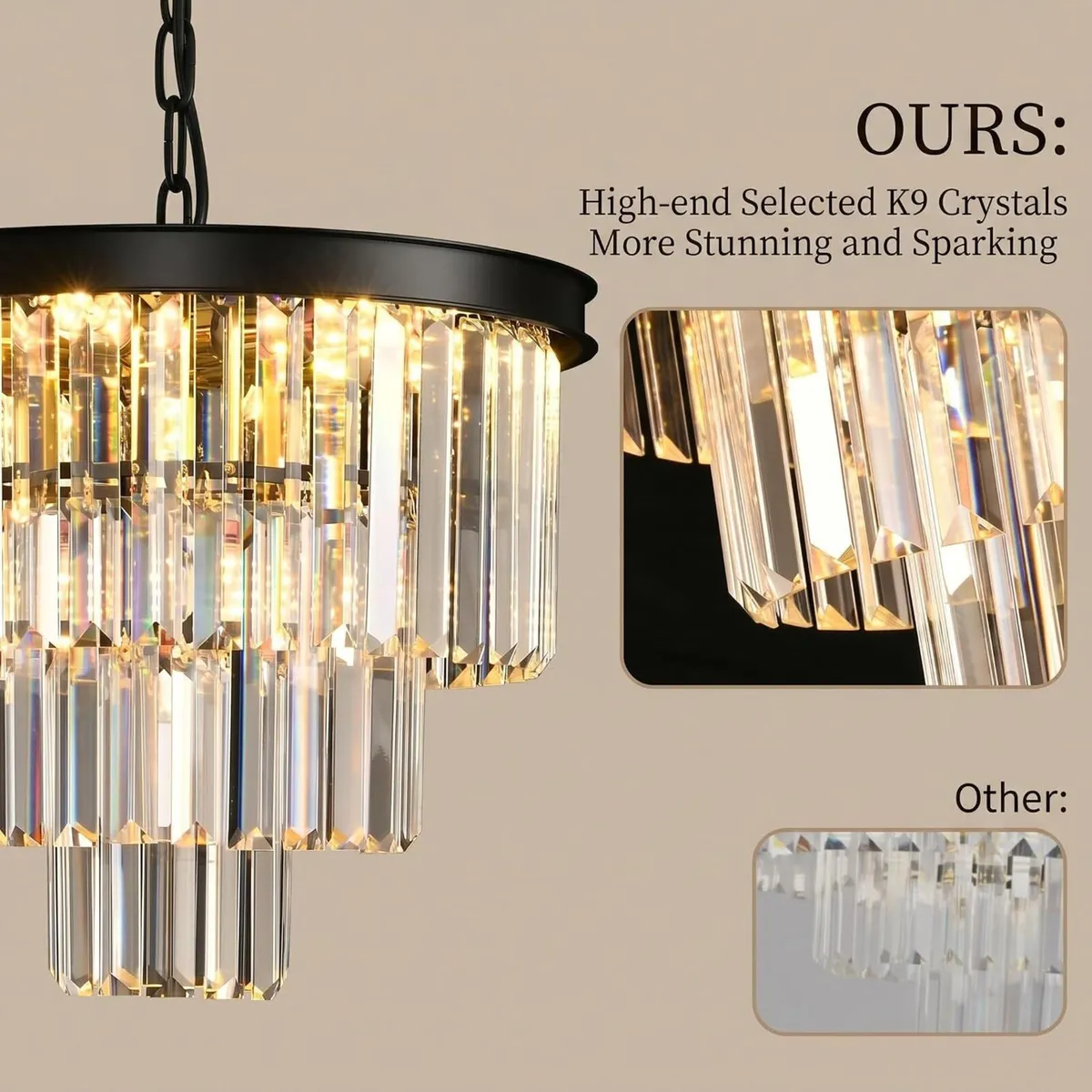 Chandelier Ceiling Lights Modern Crystal Round - Image 2