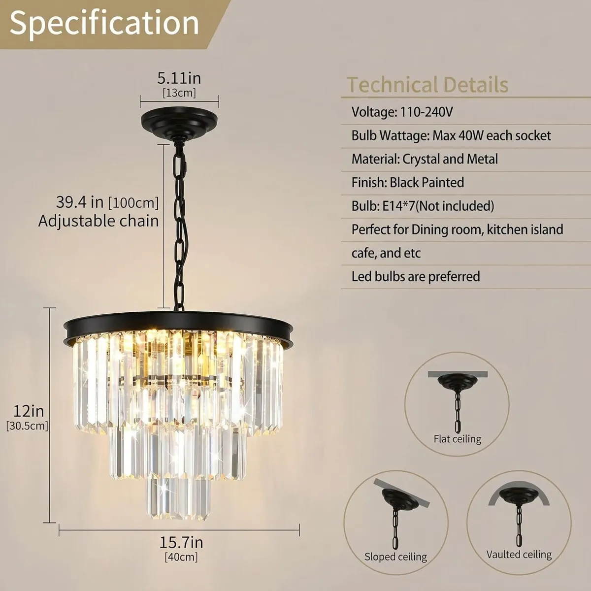 Chandelier Ceiling Lights Modern Crystal Round - Image 3