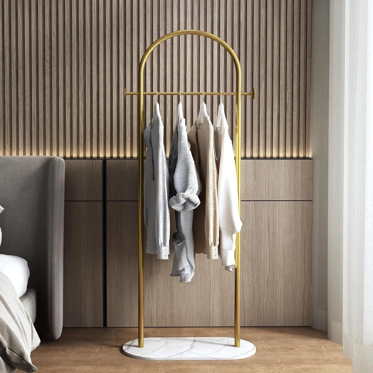 Small Clothes Rail Clothing Rack with Marble Base - Image 4