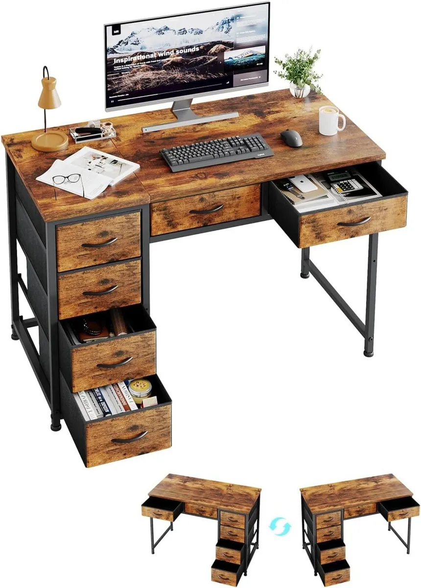 100x48CM Desk Small Computer with 6 Fabric - Image 1