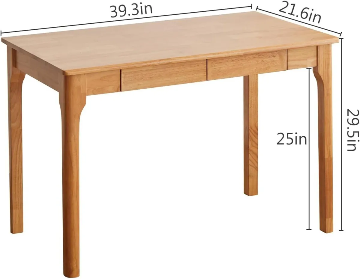 Wooden Desk with Drawers Small Wood Computer - Image 2