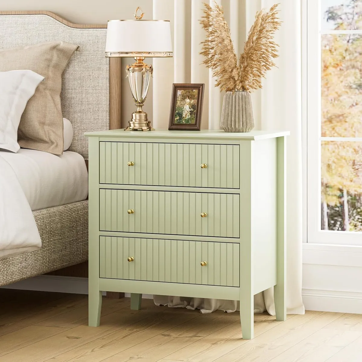 Large Bedside Table Bedroom 3 Drawer Chest - Image 1