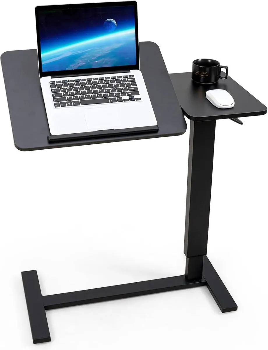Adjustable Table with Wheels 80cmx40CM Walnut - Image 1