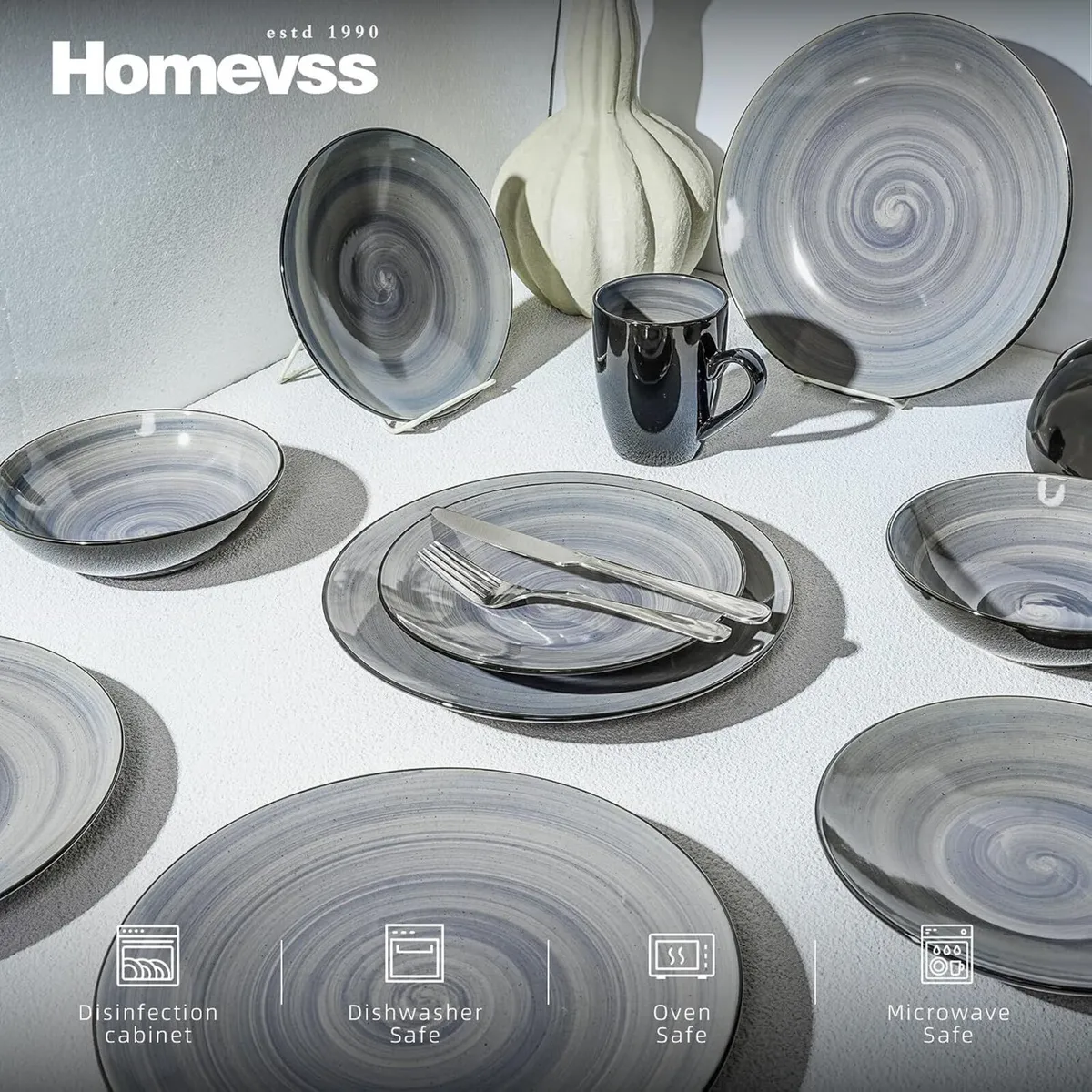 Homevss Dinnerware Set Service for 4 Plates (16 - Image 3