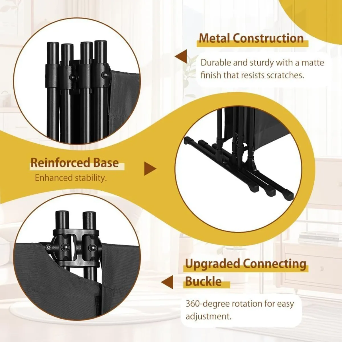 4 Panel Upgraded Room Divider with Wheels - Image 4