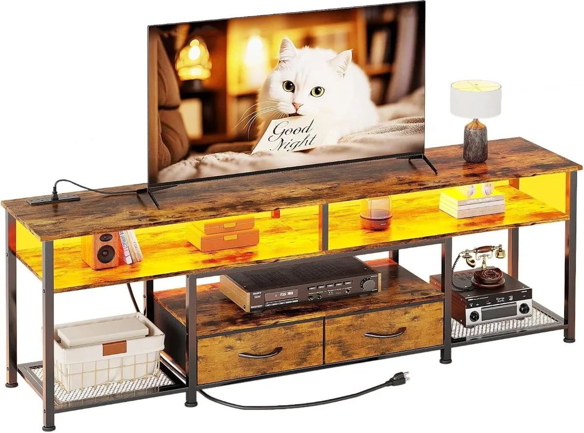 160CM TV Stand Cabinet Unit with Charging Station - Image 1