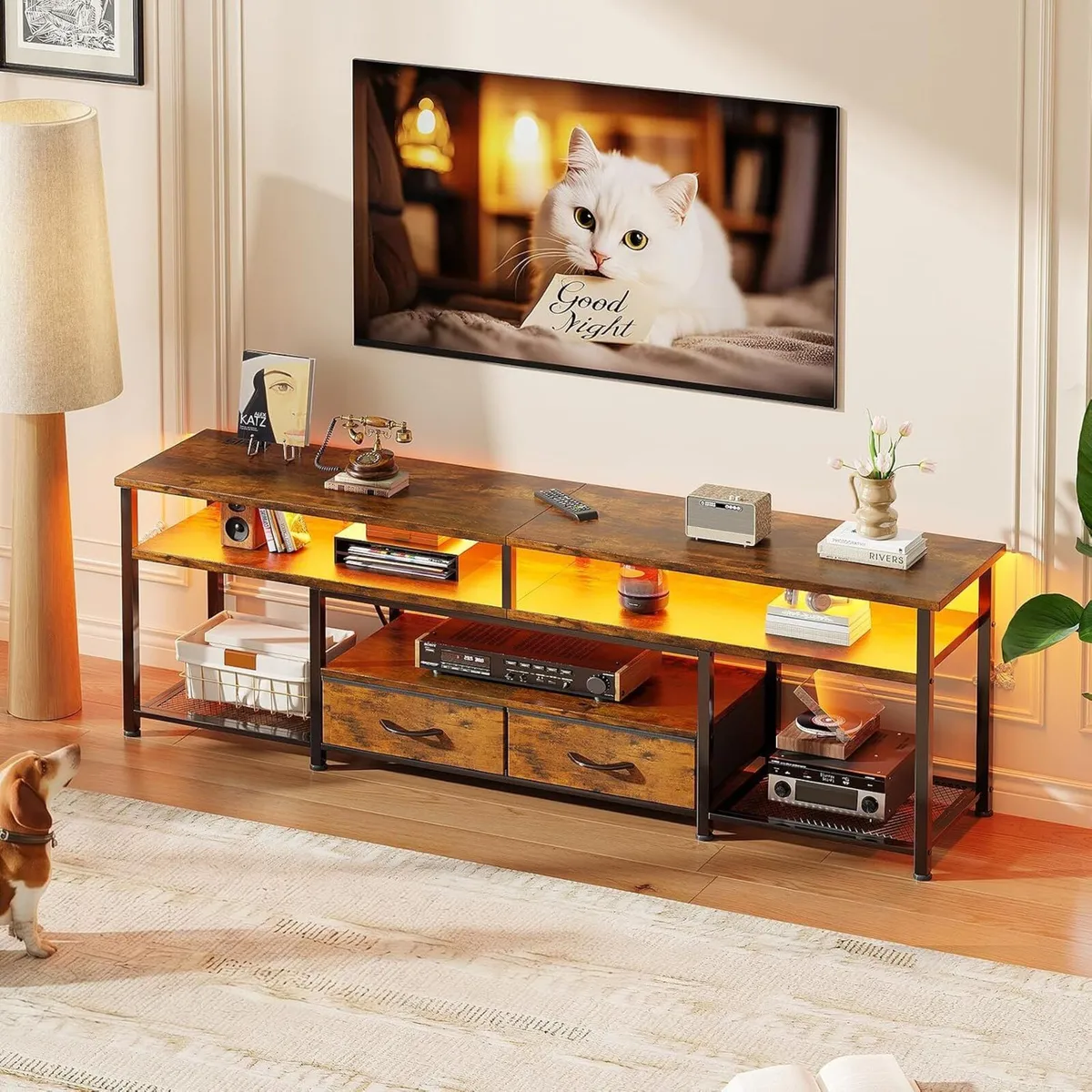160CM TV Stand Cabinet Unit with Charging Station - Image 2