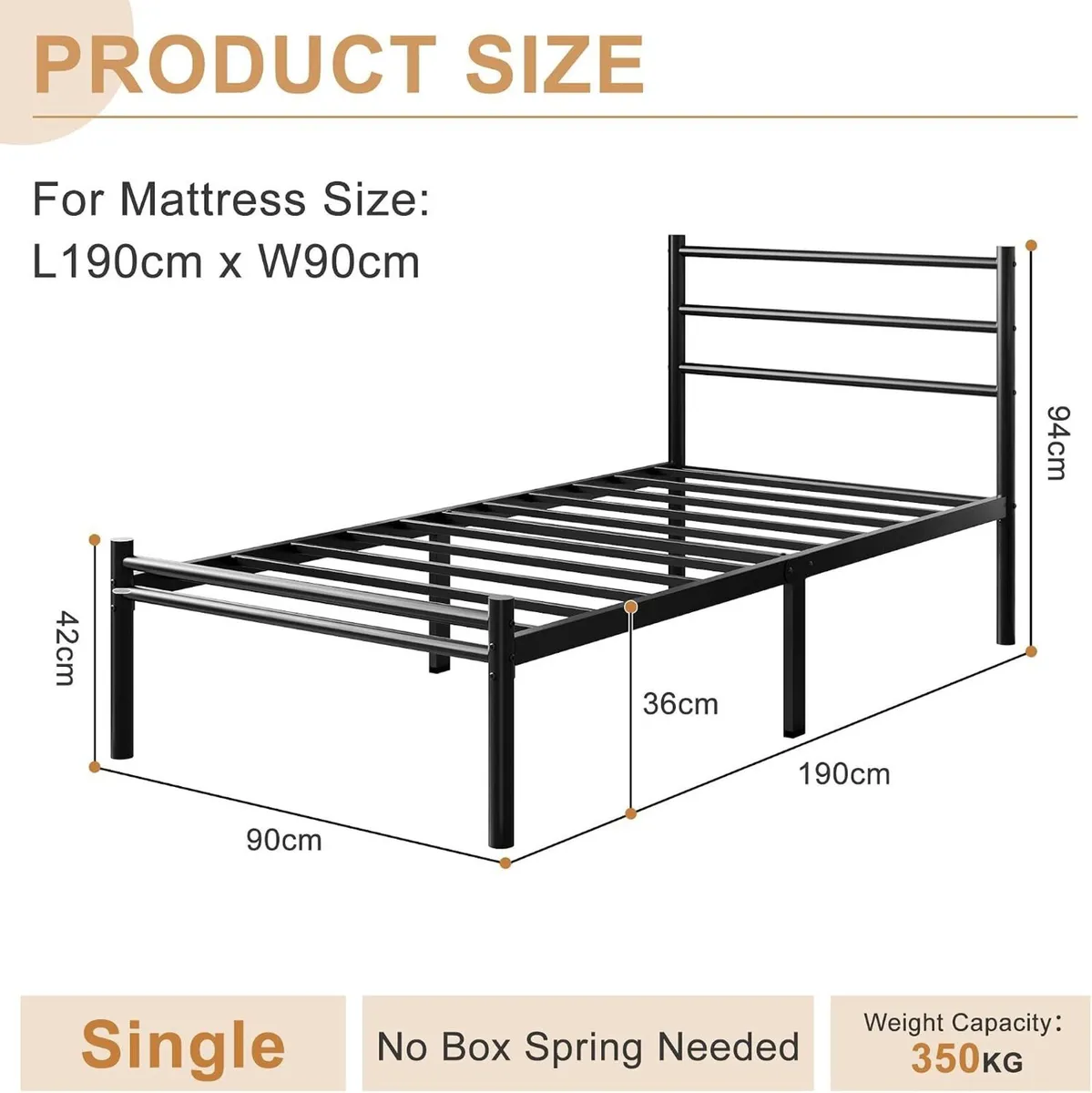 Bed Frame with Headboard and Footboard - Image 2