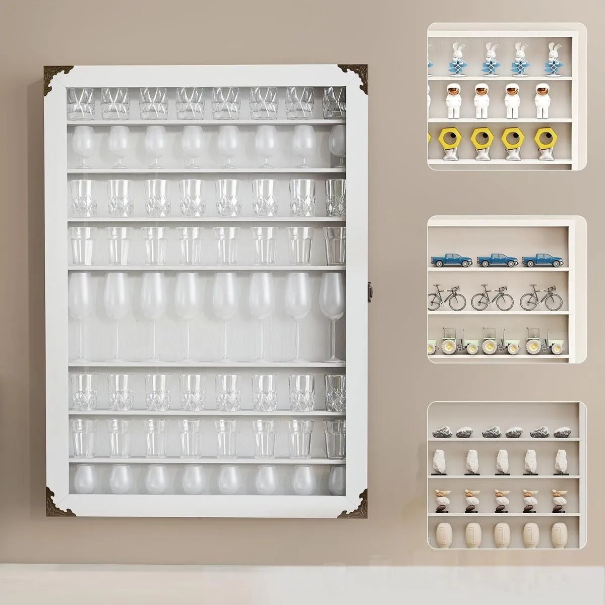 Glass Display Case Lockable 72 Slots Wooden - Image 2