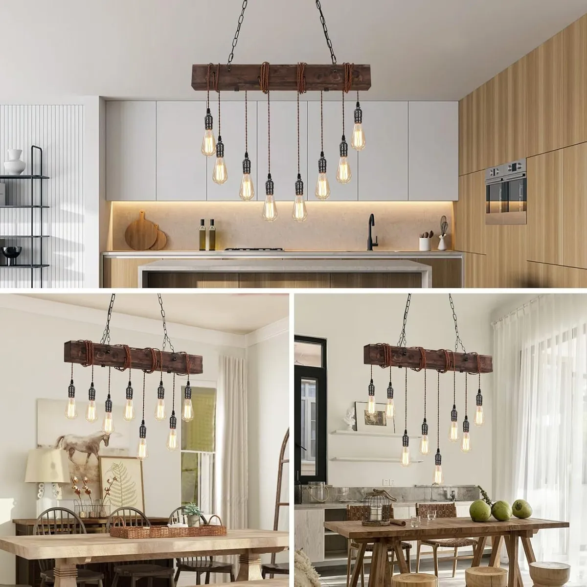 6-Lights Farmhouse Kitchen Island Pendant Light - Image 3