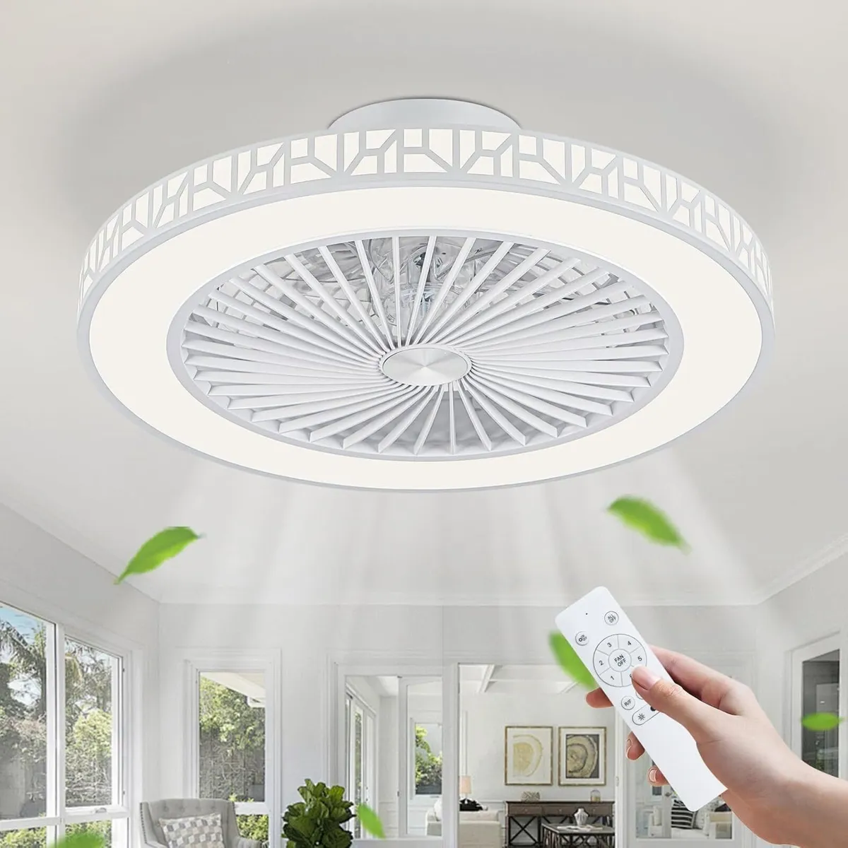 Ceiling Fan with Lights 48CM Iron Bladeless Fans - Image 1