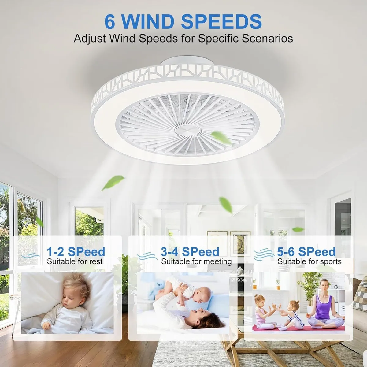 Ceiling Fan with Lights 48CM Iron Bladeless Fans - Image 4