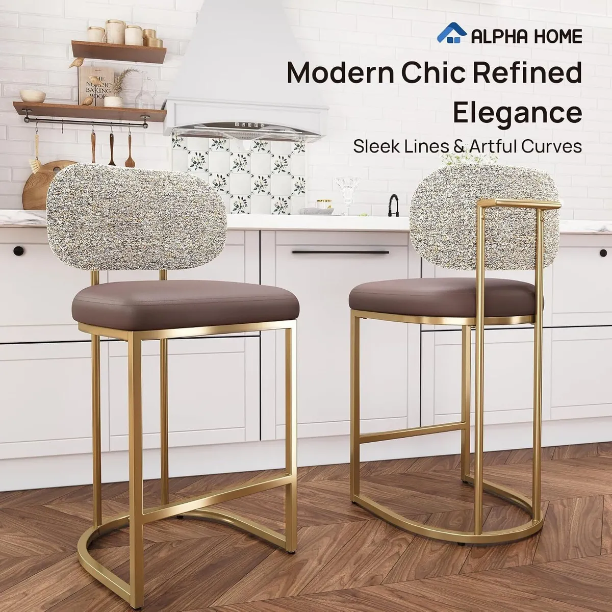 Bar Stools Counter Chairs with Backs and 9 (Set - Image 3