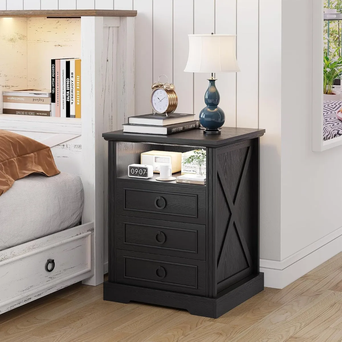 LED Bedside Table with Charging Station - Image 1