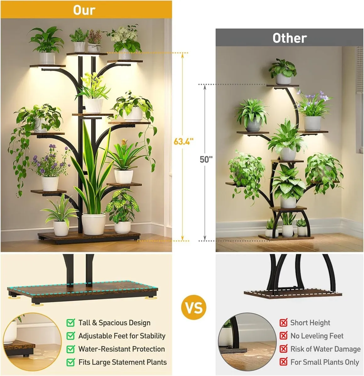 Plant Stand Indoor with Grow Lights - Image 3