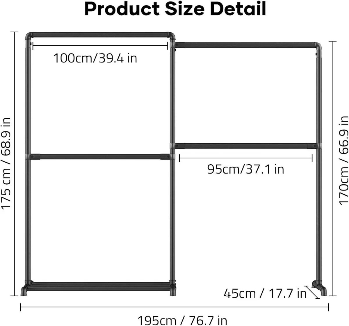 Heavy Duty Clothes Rail Freestanding Hanging - Image 2