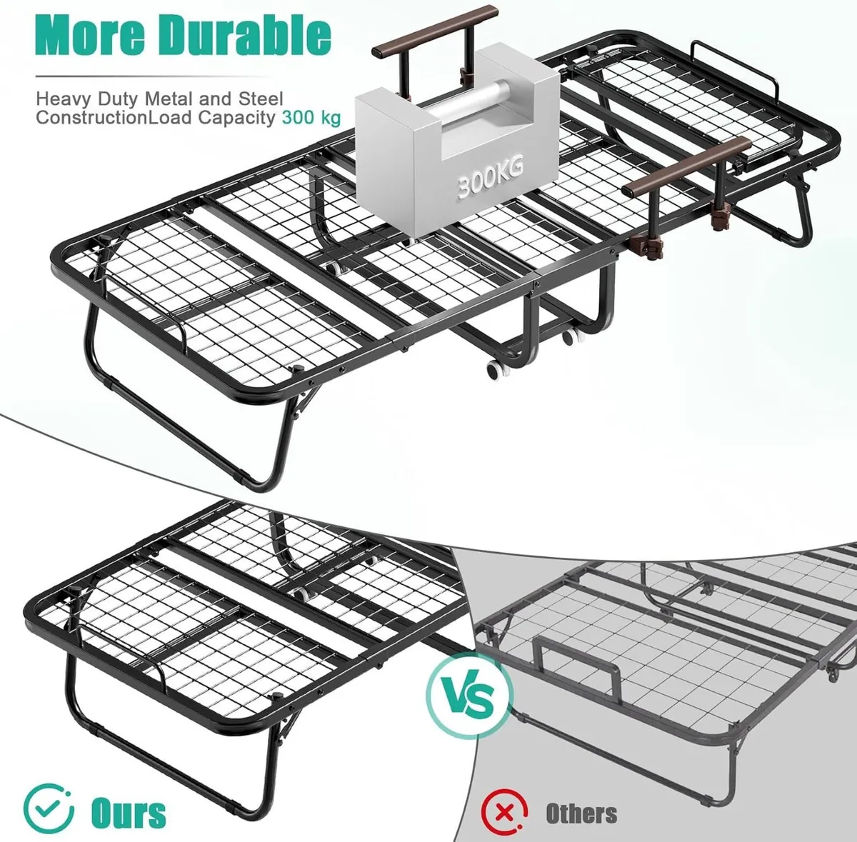 Folding Bed with 13CM Thick Mattress Adjustable - Image 3