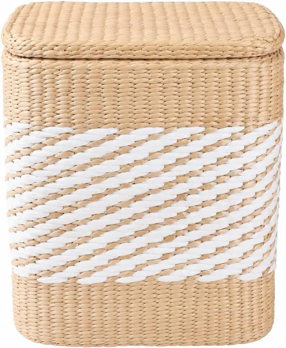 Square Woven Flip Top Storage Ottoman Natural - Image 1