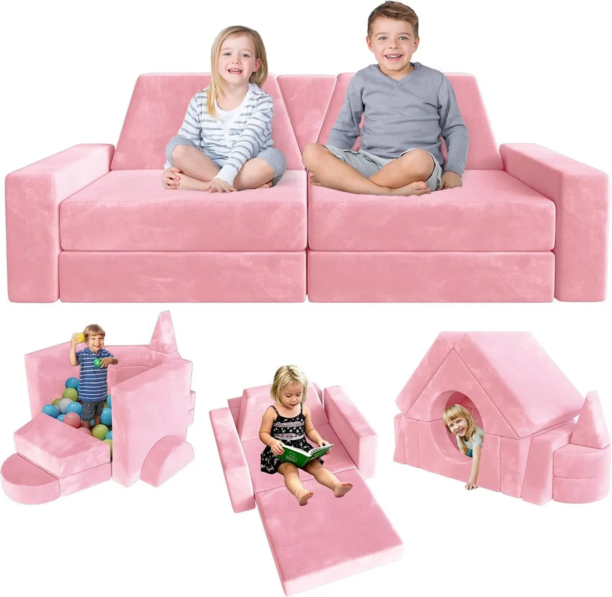 Kids Sofa Play Couch: Bed 15pcs Diy Nugget - Image 1