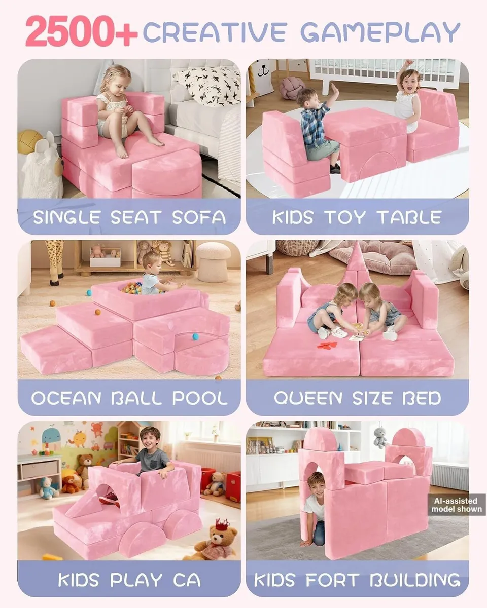 Kids Sofa Play Couch: Bed 15pcs Diy Nugget - Image 3