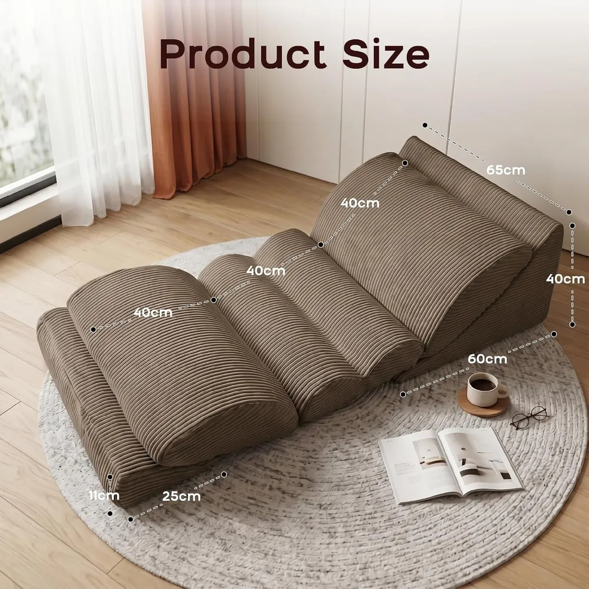 3-In-1 Floor Sofa High‑density Foam Bean Bag Chair - Image 2