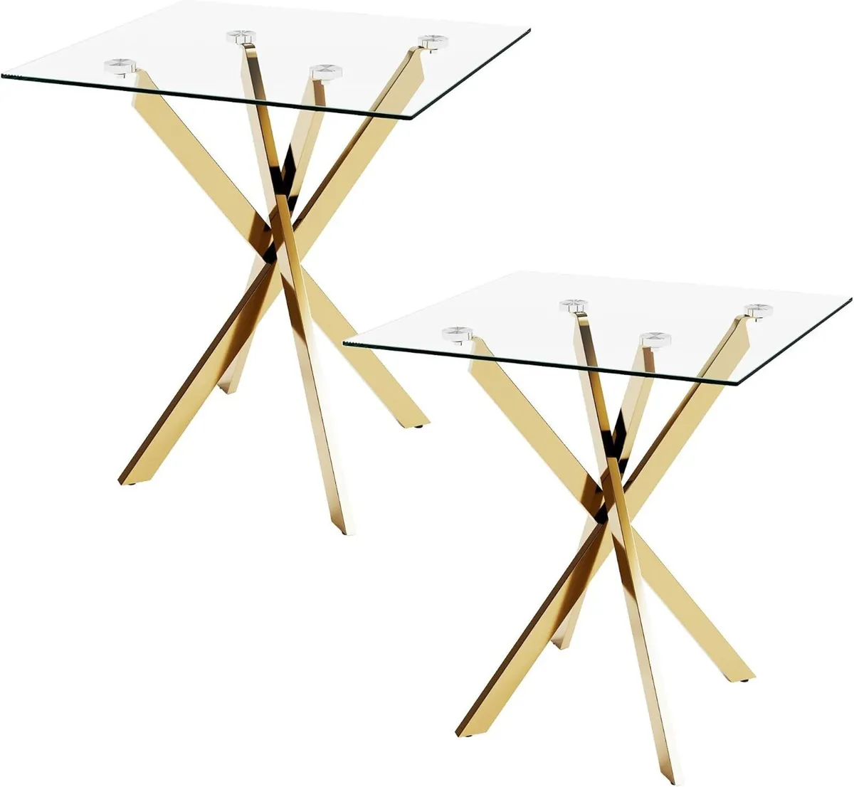 Modern Glass Top Square Side Tables End Table - Image 1