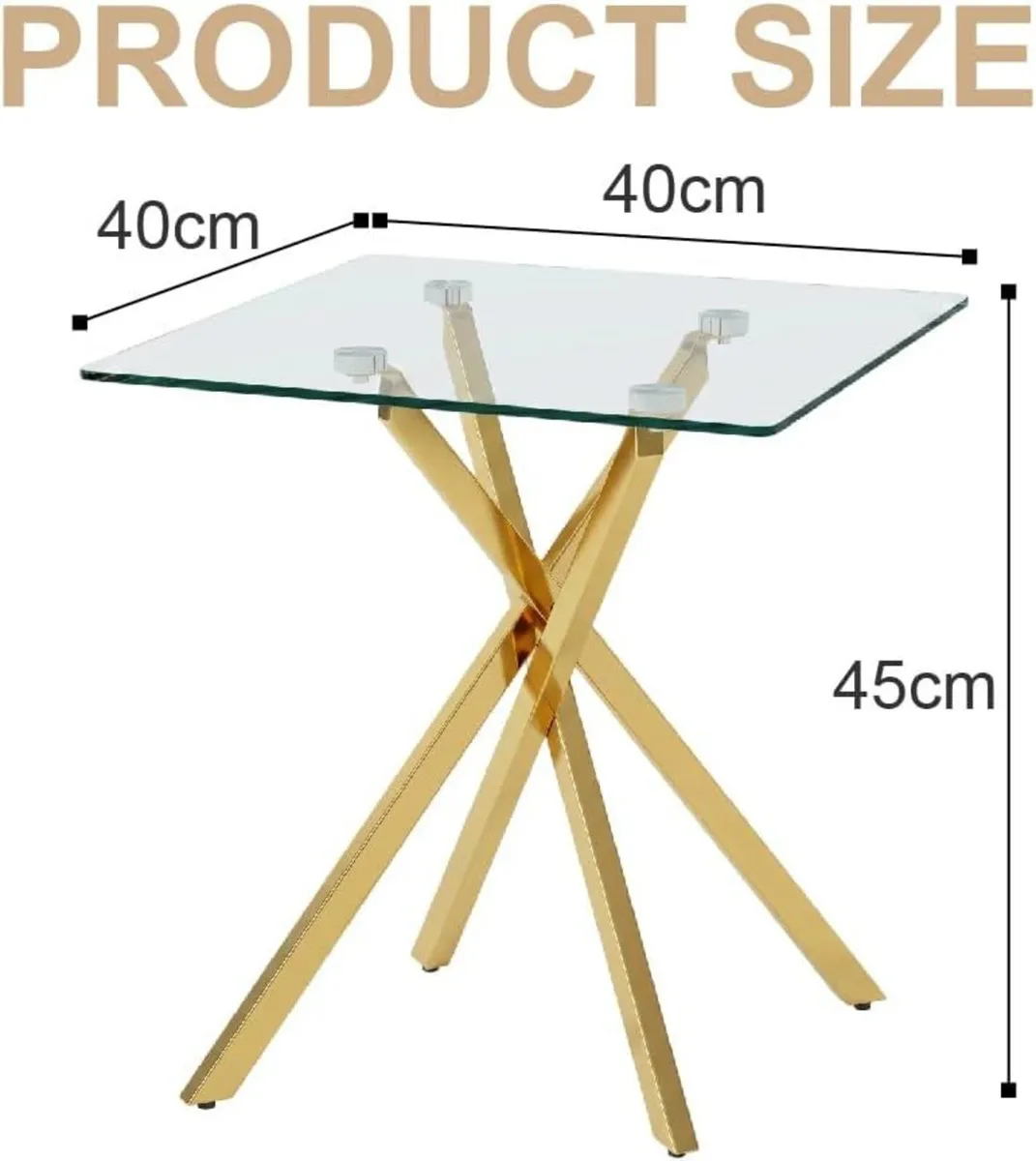 Modern Glass Top Square Side Tables End Table - Image 3