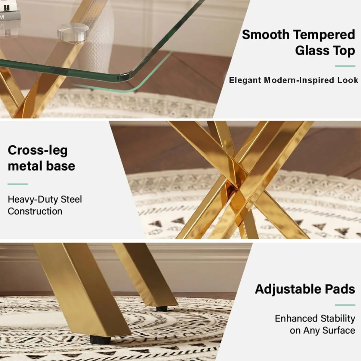 Modern Glass Top Square Side Tables End Table - Image 4