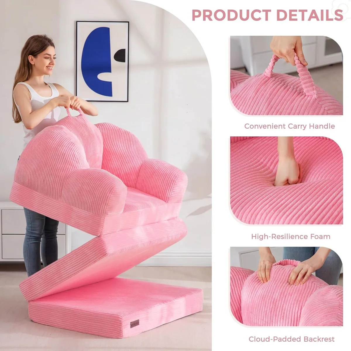 Folding Sofa Bed with Backrest Floral Shaped 2 - Image 4