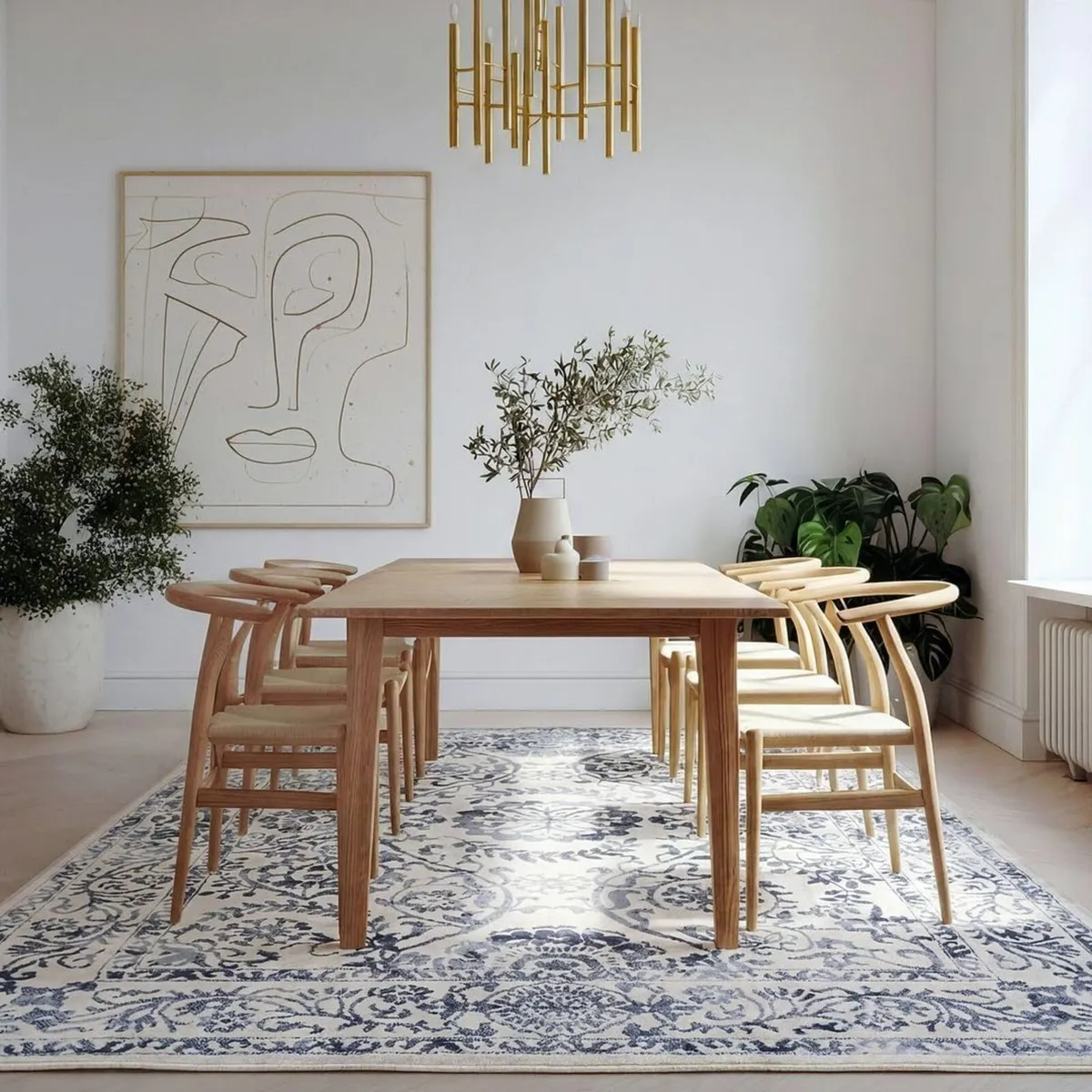Traditional Pattern Flatweave Area Rug Distressed - Image 1