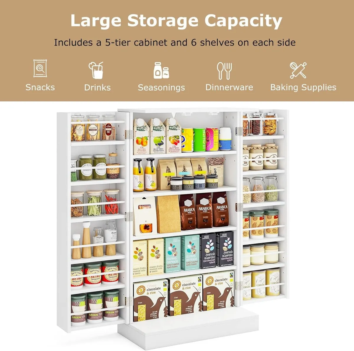 Tall Kitchen Cupboard Pantry Storage Cabinet - Image 3