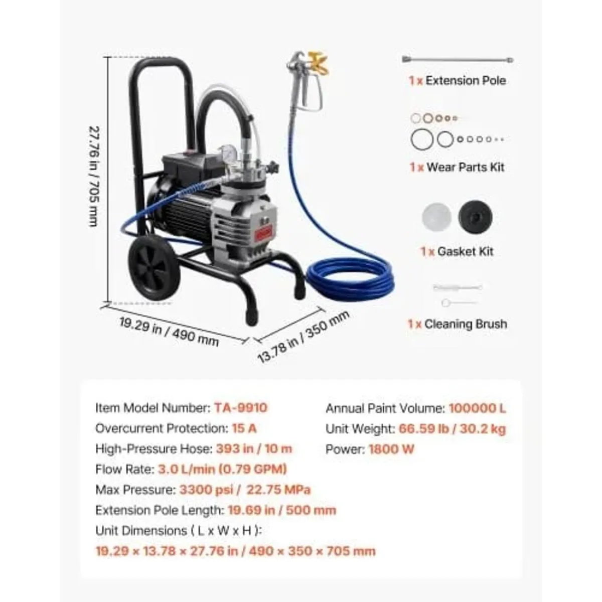 Diaphragm Airless Paint Sprayer, 1800 W Efficient - Image 4